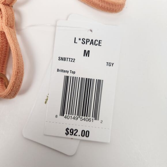 L*Space Brittany Triangle Bikini Top in Tangy Terry Orange Size Medium NWT - Picture 4 of 5
